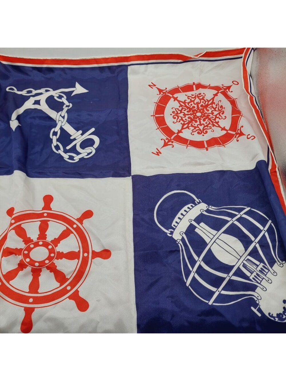 Women's Scarf Square 22" Nautical Red White Blue Anchor Compass Wheel